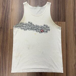 Vintage Y2K Split Tank Top T Shirt Mens Medium 20.5x30 White Surf Skate 90s
